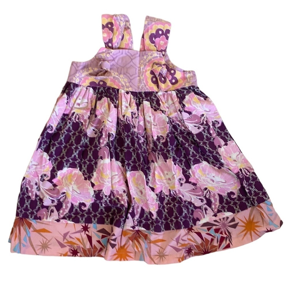 Little Wellies Dress Swing Dress Sz 3 Sleeveless Multicolor Decoration at Front